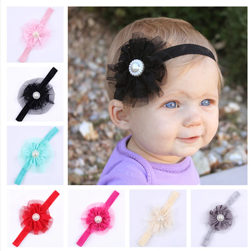 1PC Baby Girls Lace Pearl Headwear Retail New Fashion Photographic props Children Flower Headband Hair Accessories W034 |