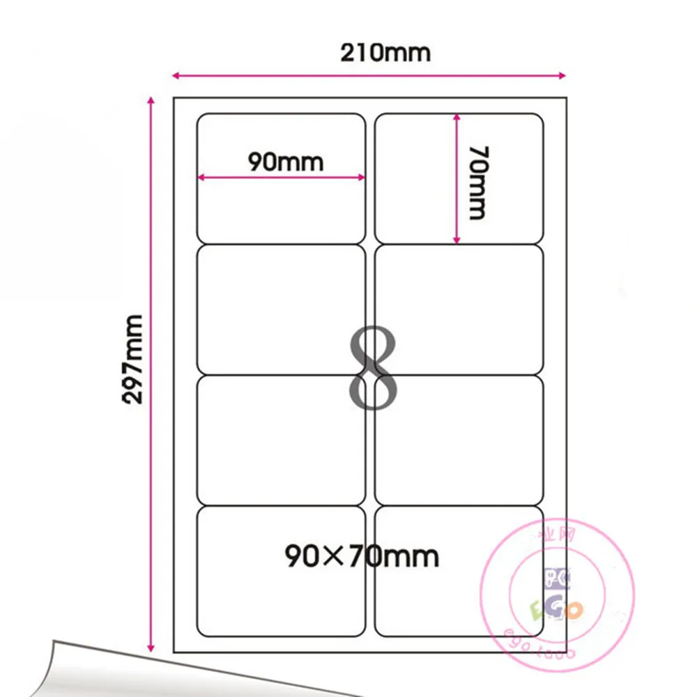 

240Pcs/Lot 9*7cm Round Corner Square Self-Adhesive Sticker Label Printing A4 Kraft Paper Suit Laser Printers And Inkjet Printers