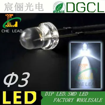 

Free shipping White 3MM Round LED 6000-7000K LED diode 3.0-3.5V dip led
