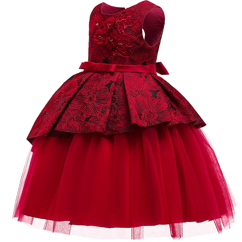 Платье с цветочным рисунком для маленьких девочек; Рождественский костюм; vestidos; платья принцессы с цветочным рисунком для девочек; бальное платье; элегантное праздничное платье; одежда для детей