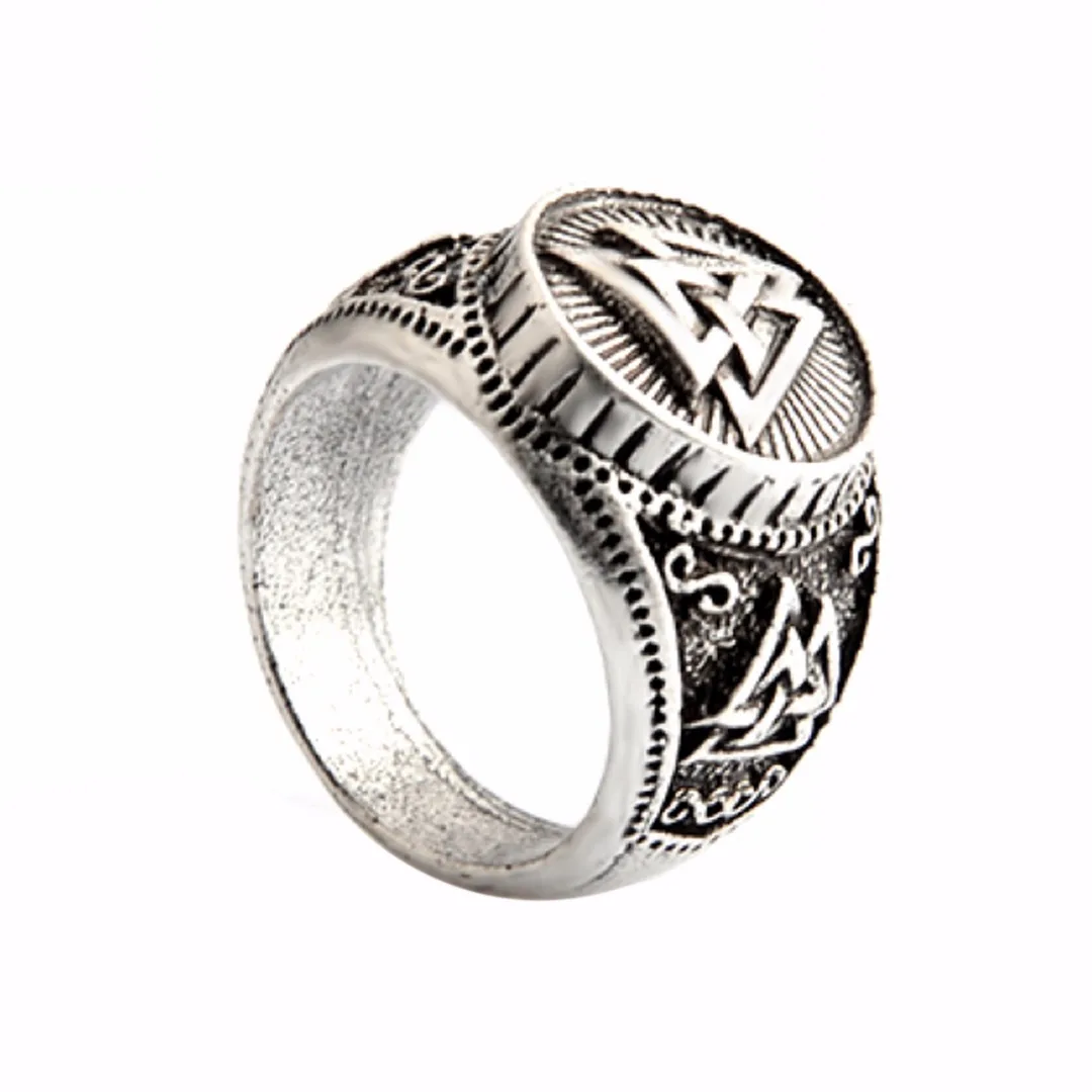 Men Vintage Retro Silver Valknut Norse Nordic Odin Rings Viking Jewelry