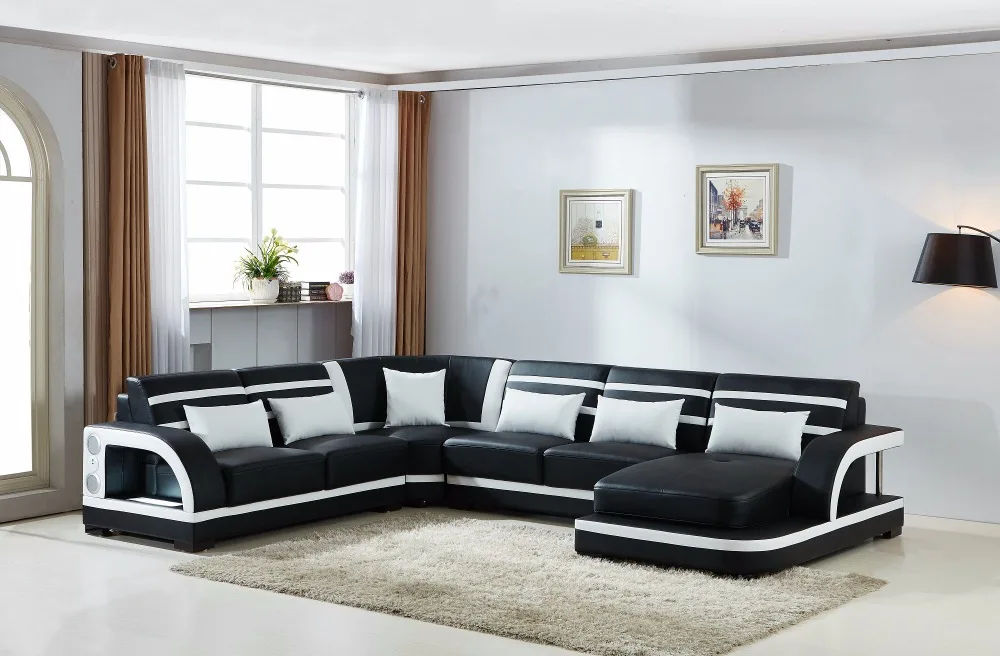 2018 Sale Sectional Sofa Armchair Y.g Furniture With Speaker Bluetooth Led 7seat Xxlarge U Shaped Genuine Leather Corner Sofa