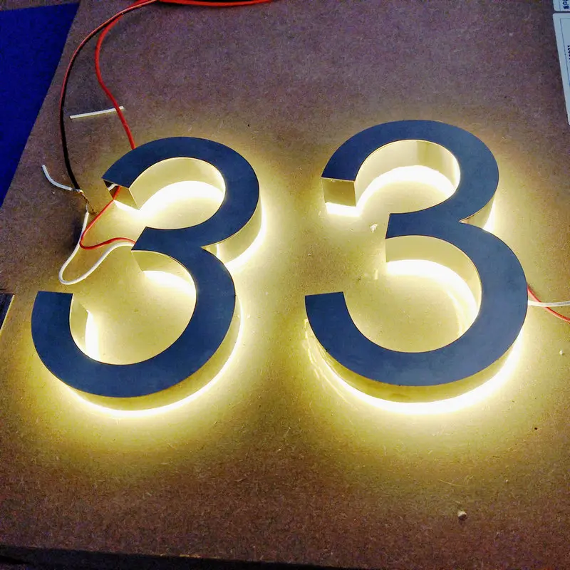 3D Outdoor waterproof stainless steel led lighted house numbers door numbersin Door Plates from