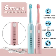 5 режимов AZ-3 профессиональная звуковая зубная щетка перезаряжаемая usb зарядка 4 сменные головки Водонепроницаемый Таймер для взрослых инструменты для чистки зубов