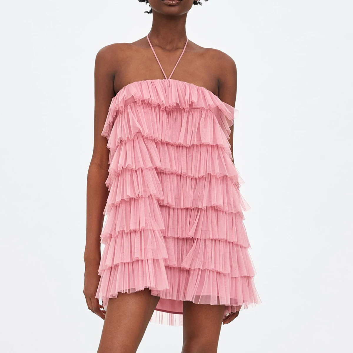 

Jastie Ruffled Layered Tulle Dress Short off-the-shoulder Mini Dresses Club Evening Party Dress Boho Hippie Chic Women Dresses