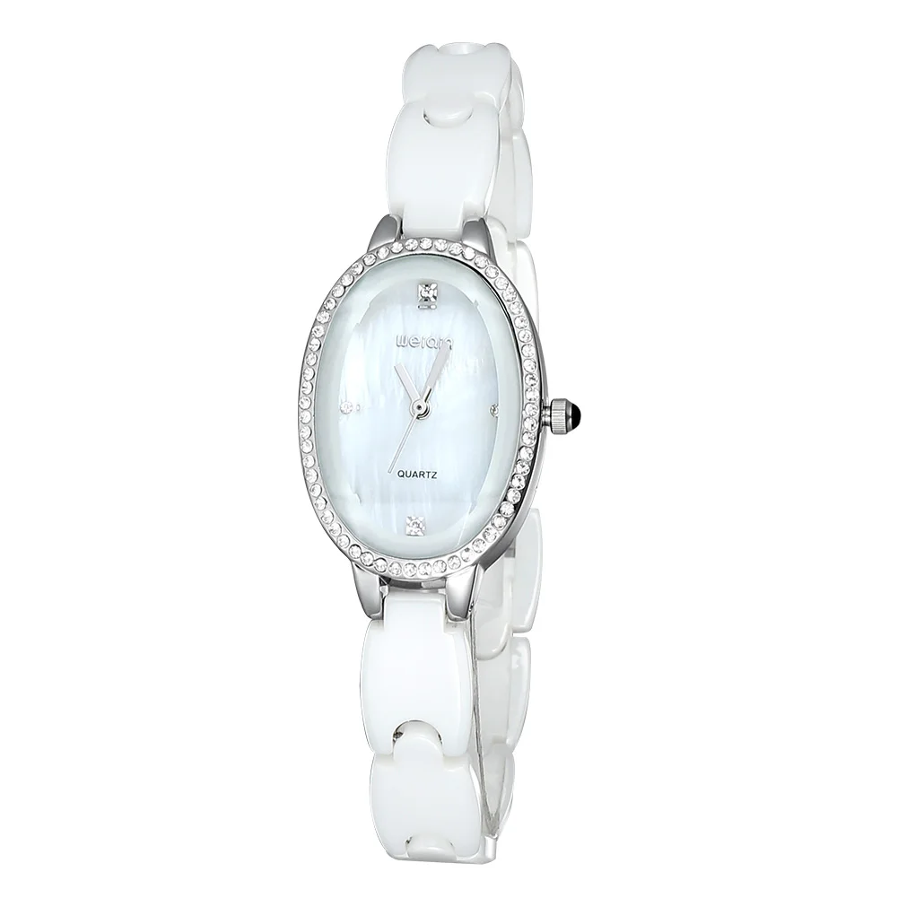 Marca de Topo Presente das Senhoras Nova Moda Casual Luxo Cristal Strass Senhoras Relógio Cinta Cerâmica Quartzo Pulseira 2019