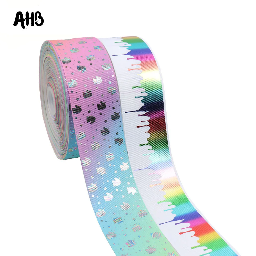 

AHB 2Y 3" Unicorn Bronzing Grosgrain Ribbon 75mm DIY Hairbows Accessories Holiday Decorations Materials Gifts Packing Wrapping