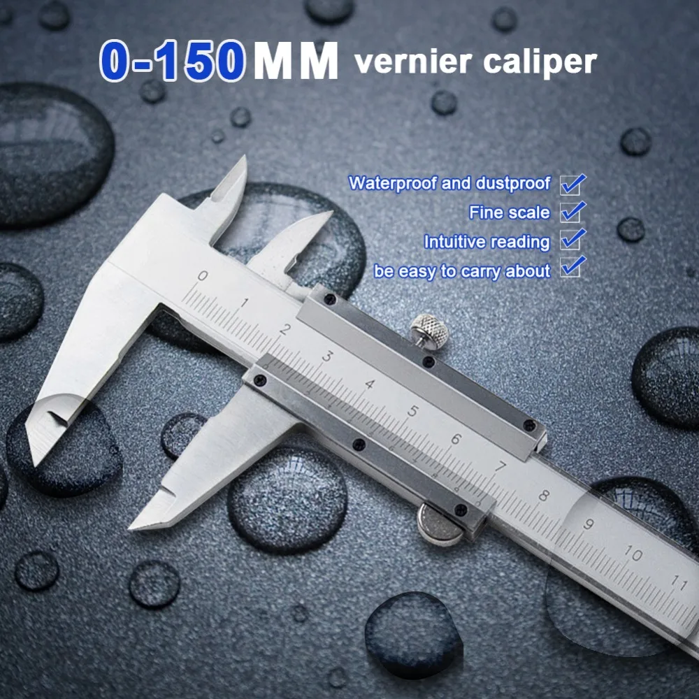 

0-150mm Vernier Caliper Stainless Steel Vernier Caliper Inner and Outer Diameter High Precision Measuring Tool 0.03mm Accuracy