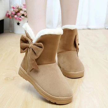

Ankle Boots For Women 2019 Women Boots For Winter Warm Fur Snow Boots Fashion Platform Fur Shoes Woman Slip On Bowtie Booties Pl