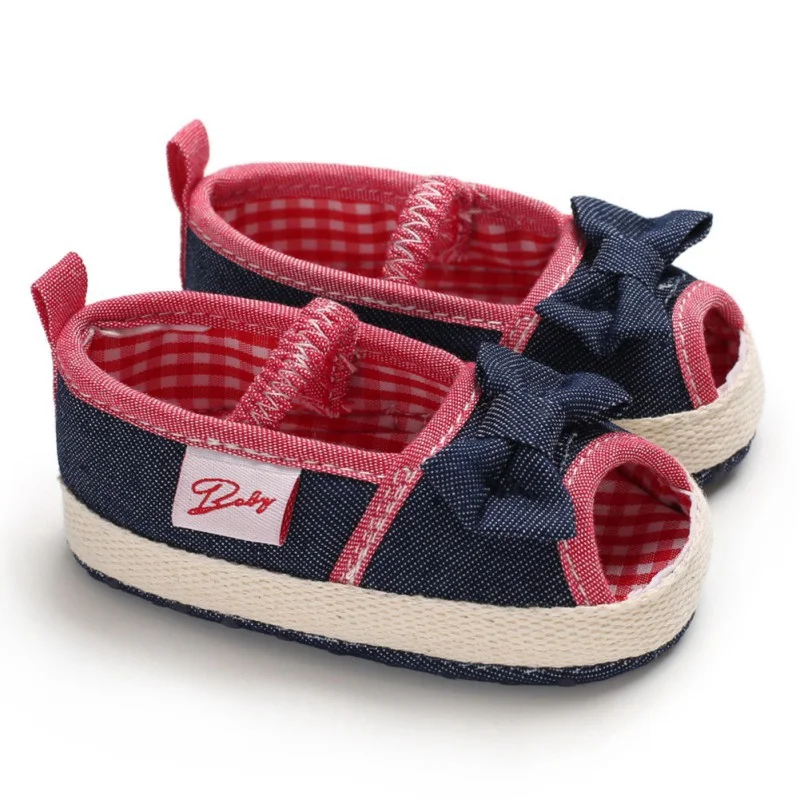 Парусиновая обувь для девочек летние малышей обувь малышей в клетку с бантом модные повседневные кроссовки - Цвет: Синий