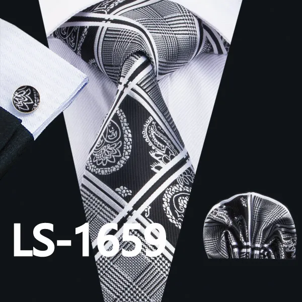 LS-1659 LS-1579 Barry. Wang Мужской галстук шелк жаккардовый тканый галстук носовой платок Запонки Наборы для формальных Свадебная деловая вечеринка - Цвет: LS-1659