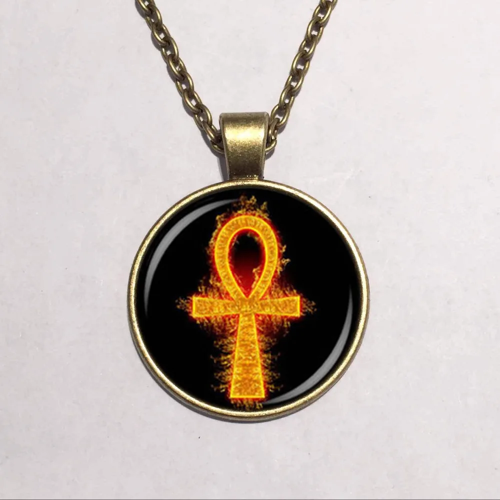 Wholesale Glass Dome pendant fire ankh necklace egypt pendant ancient