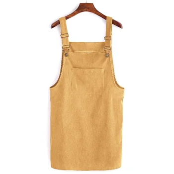 

Women Retro Corduroy Loose Vest Overall Dress Autumn Spring Dress Suspender Sundress Female Natural Casual Dresses