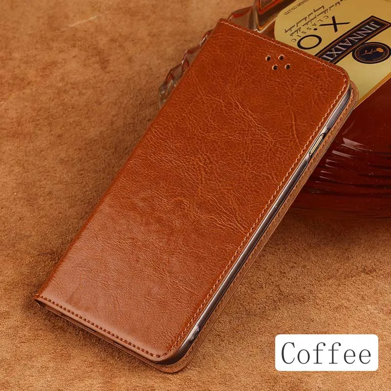 Роскошный чехол-книжка из натуральной кожи для HUAWEI P9 P10 P20 Pro mate 9 10 Lite P smart Nova 3, восковая и масляная кожа для Honor 7X Note 10 - Цвет: Coffee