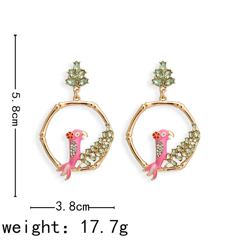 Дизайн, античные золотые разноцветные стразы, серьги для женщин, заинтересованные мультяшными птицами, цветами и луной, женские подарки
