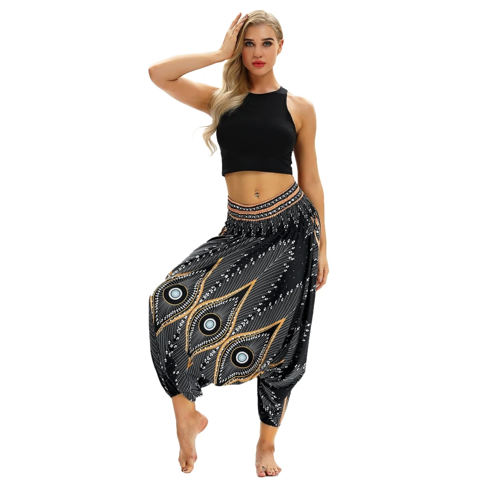 Women Loose Thai Harem Trousers Boho Festival Hippy Aladdin Smock High Waist Pants Pantalon Femme Casual Bloomers