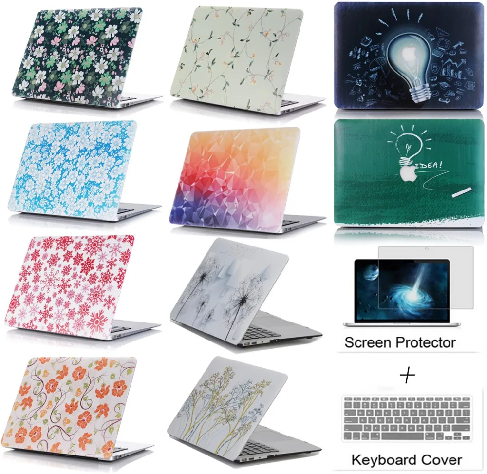 Flower Pattern Shell Case Laptop Protector For Mac book 11 12 13.3 15.4