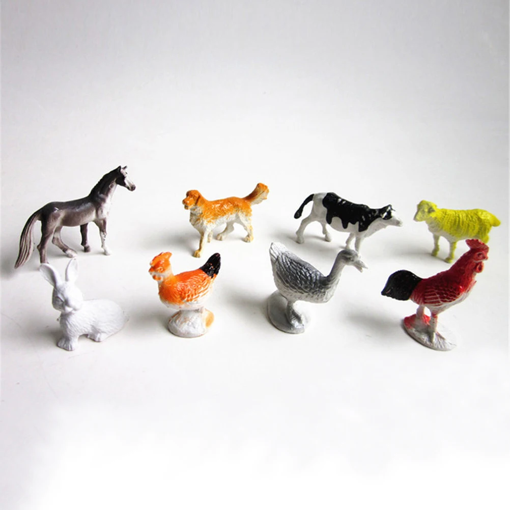 8 шт. маленькая ферма Животные модели курица утка подарок фигуры для детей Набор фигурок игрушки Моделирование лошадь кошка собака корова свинья овца
