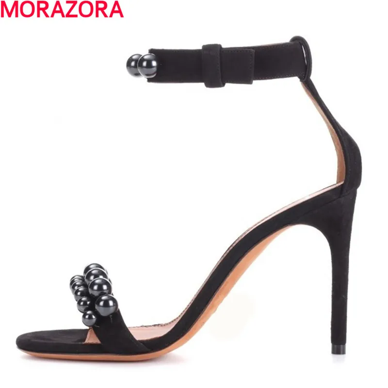 

MORAZORA extreme high heels 11.5cm fashion beading summer sandals sexy hot women shoes big size 34-43