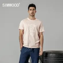 SIMWOOD, летняя Новинка, модная мужская футболка с буквенным принтом, хлопок, дышащая футболка, высокое качество, футболка 190223