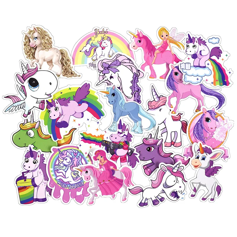

30PCS Unicorn Series Sticker Set Cartoon Stickers For Children Bicycle Fridge Laptop Kid Toy Anime Stickers Little Pony Sticker