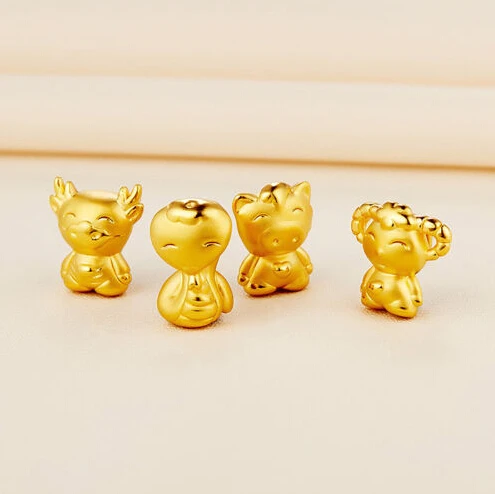 

Authentic 24k Yellow Gold Pendant/ 3D Craved Dragon Bless Pendant/ 0.9-1.2g