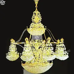 Современная Минималистичная Высококачественная Золотистая люстра лампа для спальни лампа для зала отеля Grand Crystal Light 200 см W x 200 см H