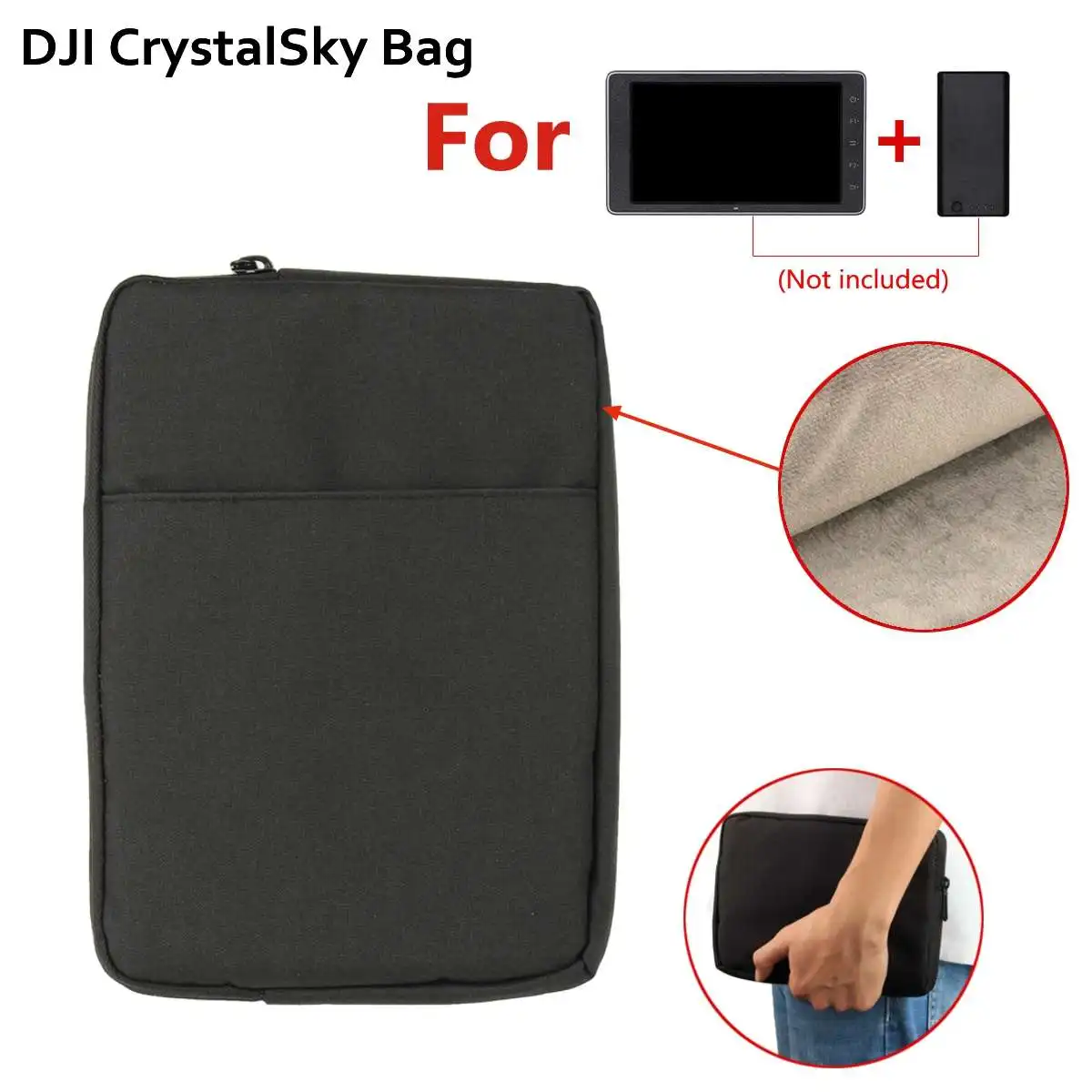 

a black color small size lightweight durable DJI CrystalSky Bag for DJI CrystalSky Monitor nylon soft flannel