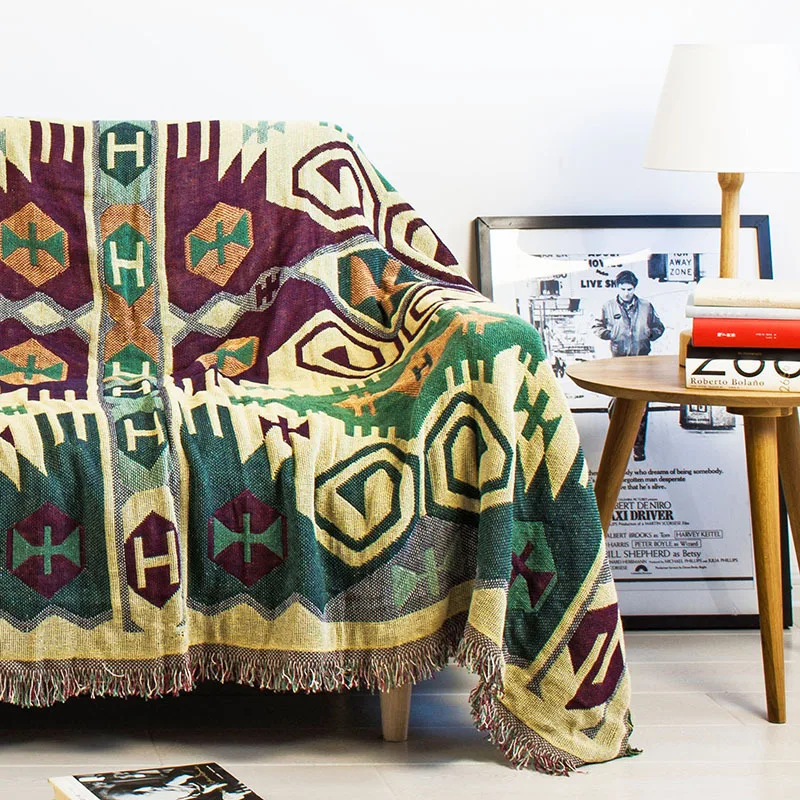 Us 79 67 17 Off Vintage Tels Dark Green Woven Soft Sofa Blankets Throws Rugs Cover Chair Table Print Home Decor 180x220cm In