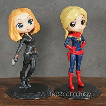 

Q Posket Marvel Super Hero Captain Marvel Black Widow PVC Figure Collectible Model Toy Qposket Doll