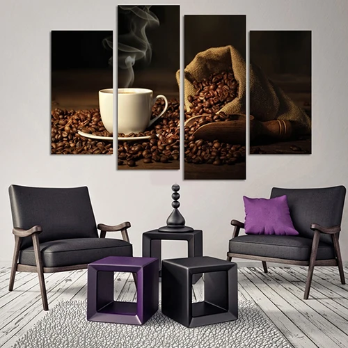 

4Panels/Set Modern Coffee Cup Beads Home Wall Decor Unframed Paintings Pictures