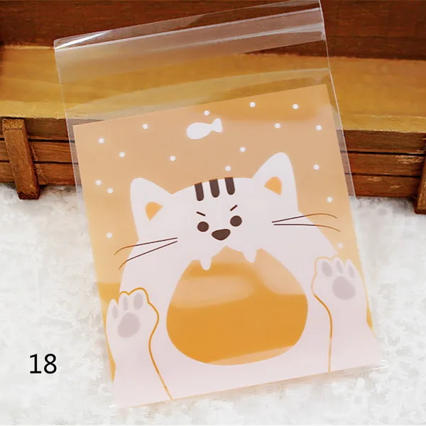100 шт. милые животные подарок конфеты сумки самоклеющиеся Пакаты для упаковки печенья печенье день рождения закуски, выпечка - Цвет: Style 4