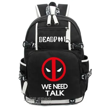 

American European deadpool Backpack Hero Cosplay Luminous Canvas Bag Schoolbag Travel Bags