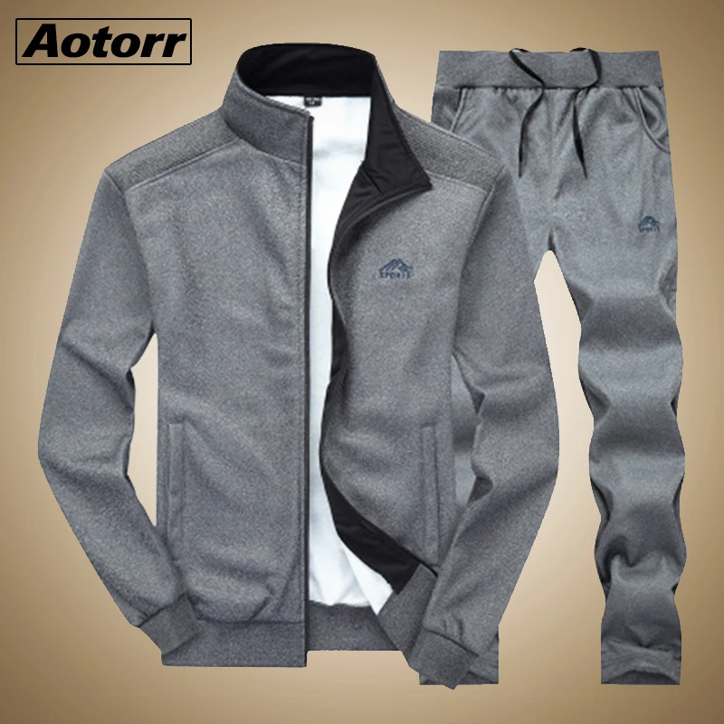 

Men's Sets Sportswear Fleece Tracksuits Two Piece Sets 2019 Autumn Male Set Gyms Sweatshirt + Pants Men Clothing US/EU Size