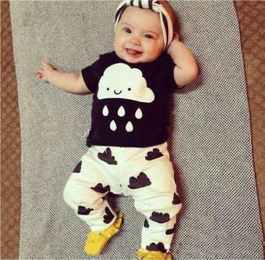 

High-quality summer cartoon patterns infant new suit T-shirt + pants two sets of newborns -4 years old