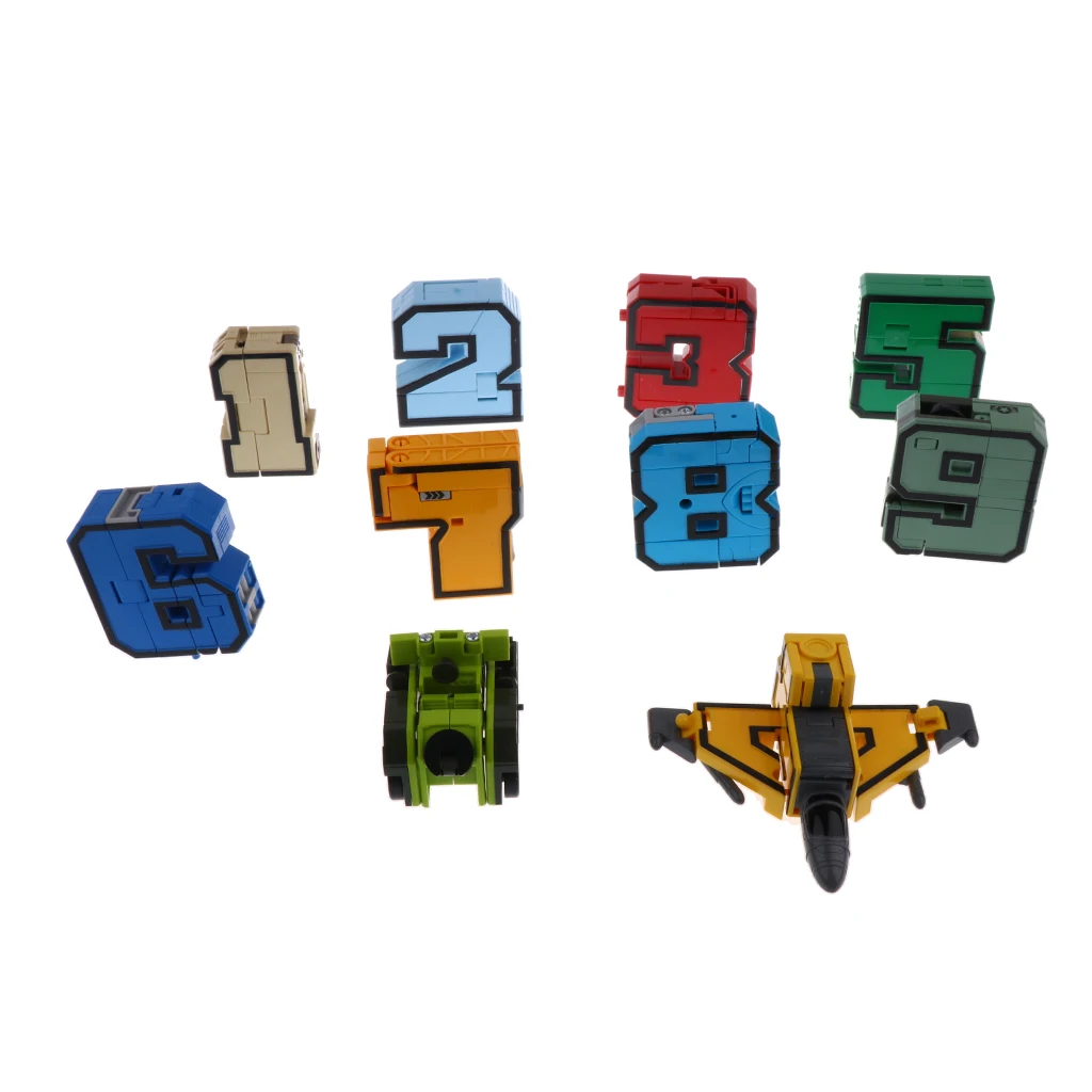 10pcs Numbers Transforming Robot Toy For Kids Boys Present - 0-9