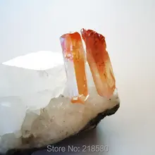 H-CE37 персик оранжевый Радужный титановый кварц Кристал острый серьги-гвоздики Boho элегантный стиль