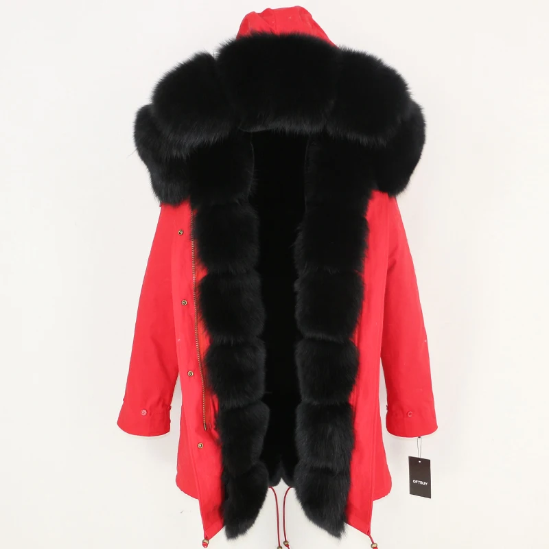OFTBUY пальто с натуральным мехом зимняя куртка женская длинная парка воротник из натурального Лисьего меха Толстая теплая брендовая Роскошная Съемная уличная одежда