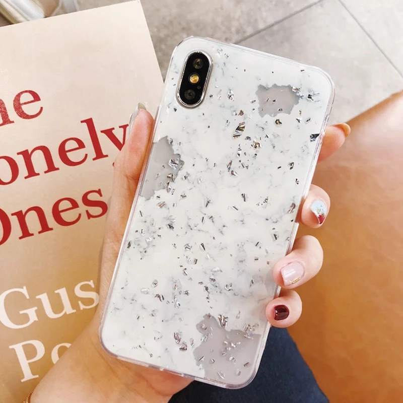 OLLIVAN Marble Phone Cases For iPhone 7 8 6 s Plus X Luxury Bling Glitter Silicon Case For iPhone 6 6s Plus Soft TPU Cover Funda (2)