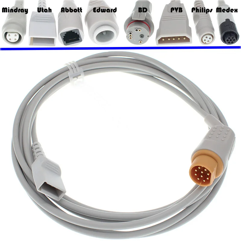 

For 10pin Siemens to Abbott Uath Edward BD PVB Medex HP IBP transducer Adapter cable Medical TPU Cable