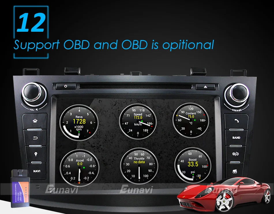 Clearance Eunavi 8" HD Screen 2 din Android 9.0 Quad Core Car DVD Player for 2010 2011 2012 2013 MAZDA 3 stereo radio GPS Navigation wifi 19