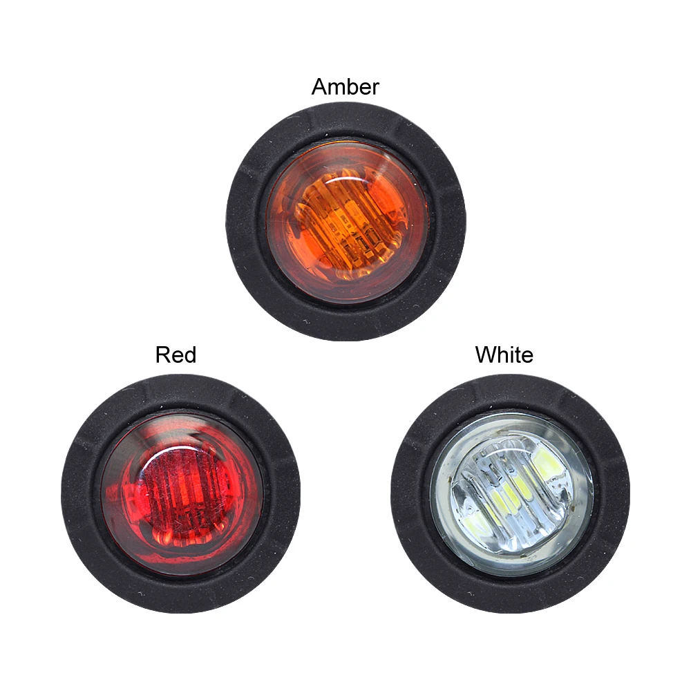 2pcs Red White Amber 3 LEDs Car Side Marker Indicator Lights 12V Auto Truck Lorry Caravan Warning Light Rear Tail Signal Lamp