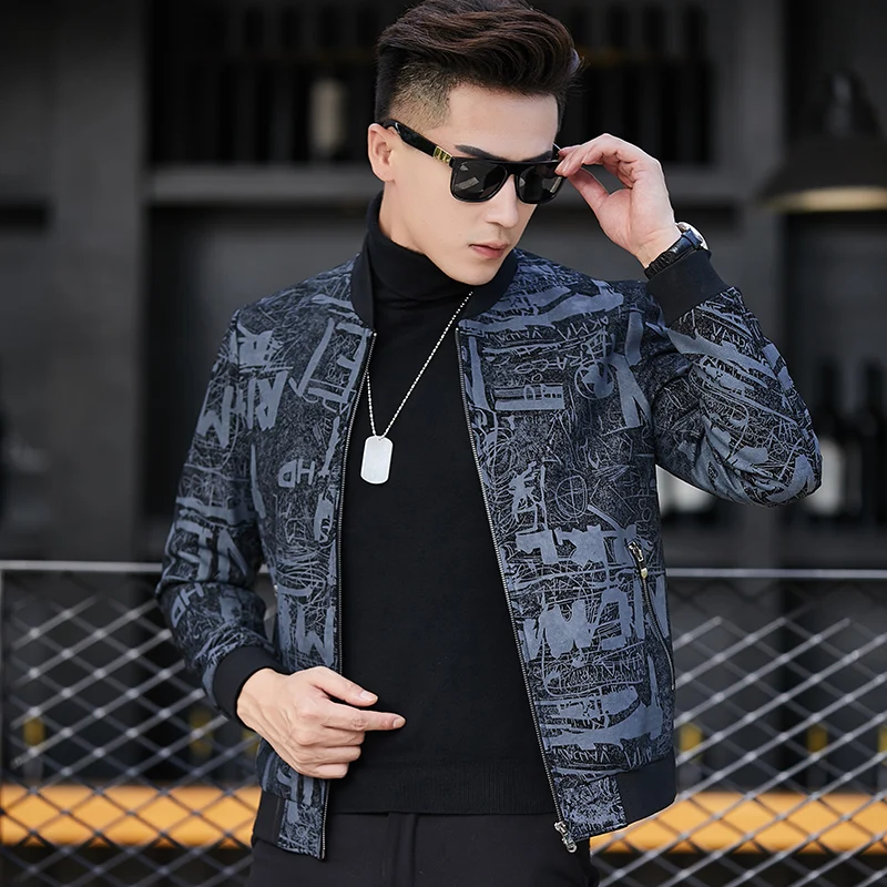 Genuine Leather Jacket Men Real Sheepskin Coat Baseball Collar Mens Motorcycle Bomber Jacket Jaqueta Couro LWB1802 YY412