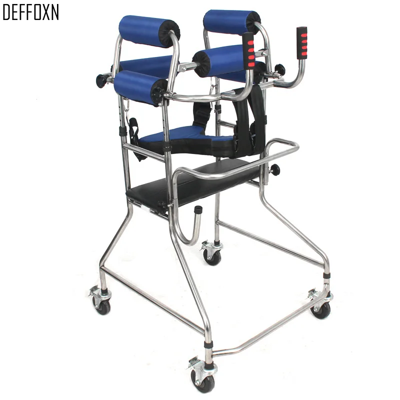 

4 Wheels Aluminum Alloy Walking Frame Rollator Walker Chair for Elderly Disabled Handicapped Wounded Stroke Rehabilitation