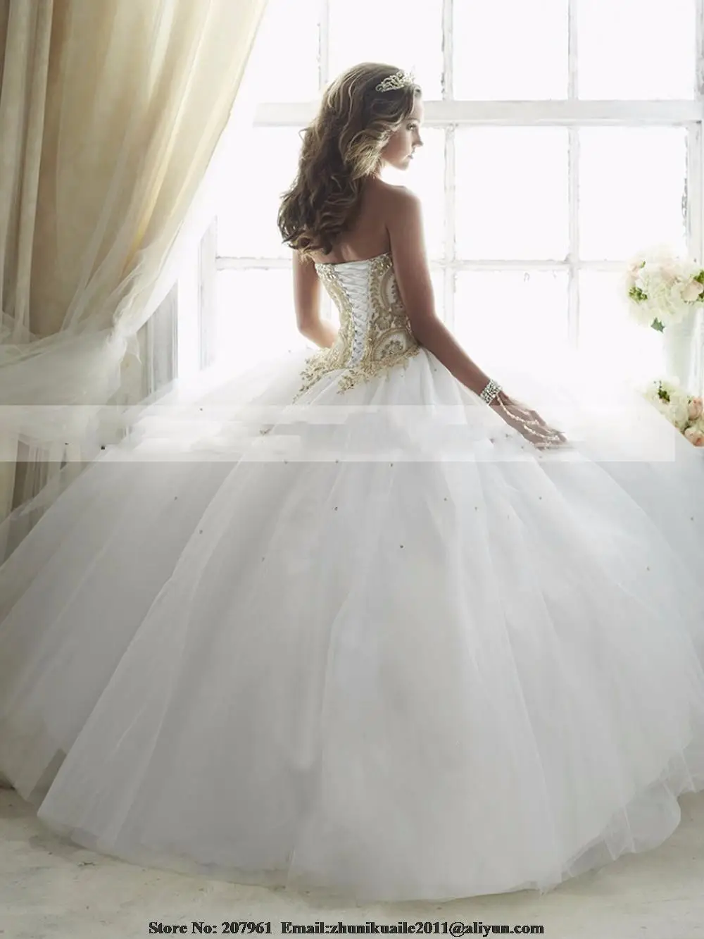 Gold And White font b Quinceanera b font font b Dresses b font 2016 Sweetheart font