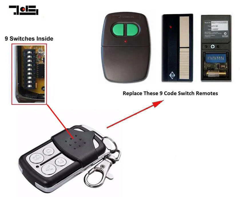 

Remote Control compatible with ACCENT Garage Doors CAD602 B&D Homelink 9 switch