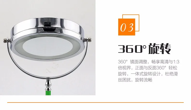 SpringQuan 7 дюймов Европейская Косметическая зеркальная Светодиодная лампа настольное Зеркало Металл 2-лицевая сторона 3X усиления спальня зеркало для макияжа