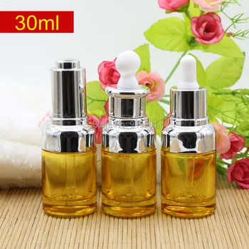 

50PCS/LOT 30ML Yellow Glass Dropper Bottle Essential Oil Perfume Dropper Bottles Refillable Empty ContainerEye essence packaging