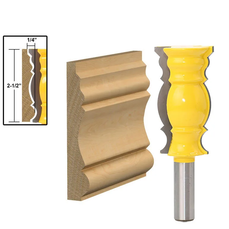 08 JDSR 12'' Shank Ogee Edging Router Bit Trimming Woodworking Milling Cutter Power Tool Drilling Milling For Wood Carbide Alloy