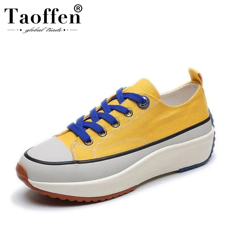 

Taoffen 4 Colors Thick Bottom Cross Strap Vulcanized Shoes Women Young Ladies Sneakers Daily Shoes Club Party Casual Size 35-39